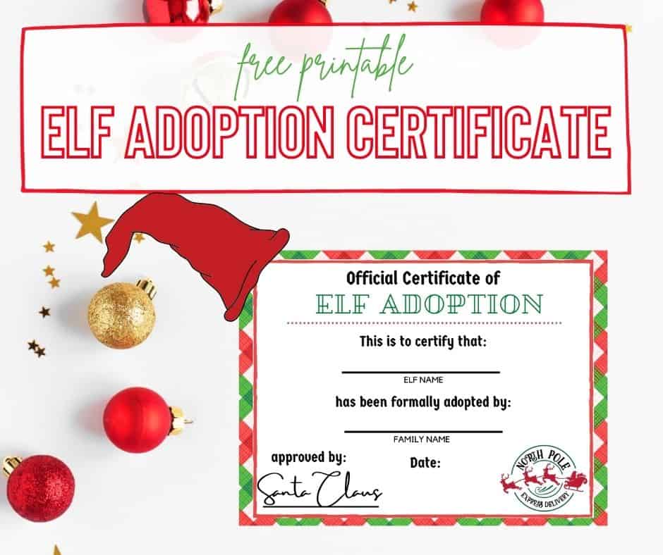 Printable Christmas Elf Adoption Certificate Full Heart Mommy